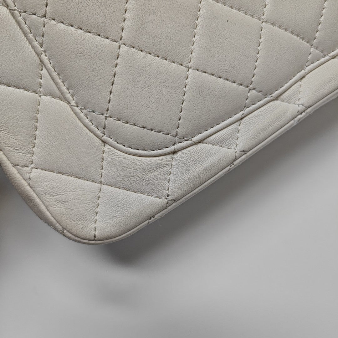 Quilted Lambskin Shoulder Bag White