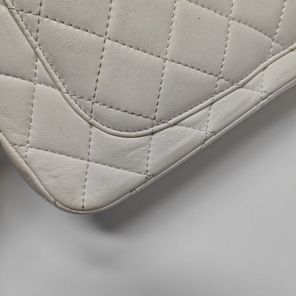Quilted Lambskin Shoulder Bag White