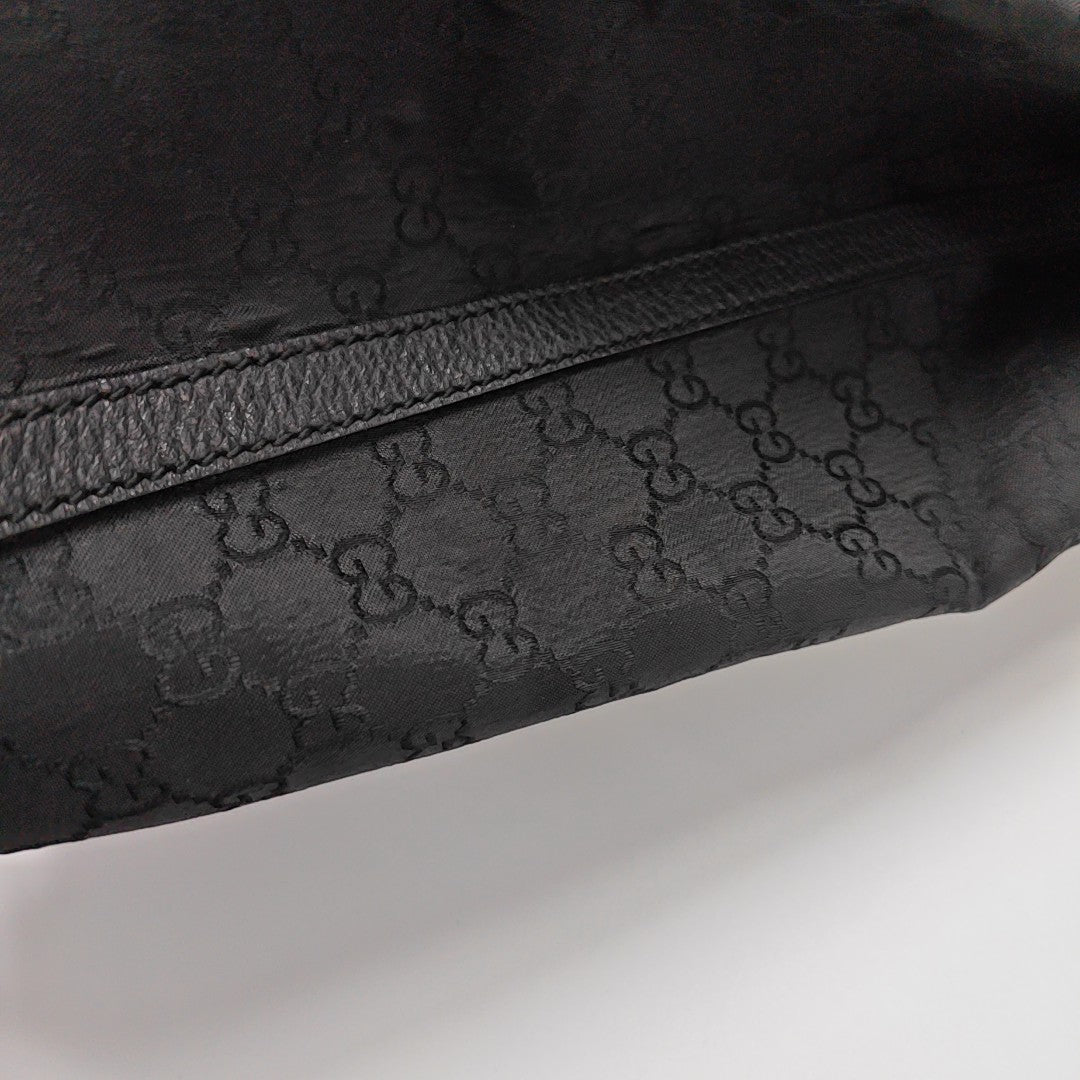Monogram Fabric Shoulder Bag Black