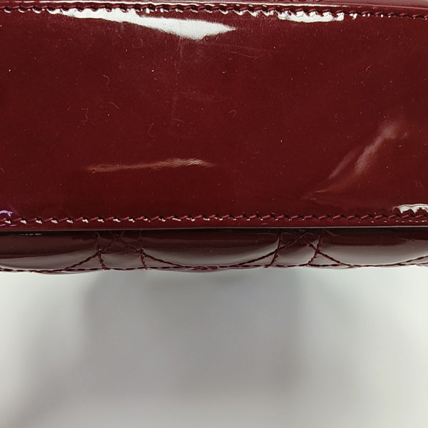 Lady Dior Mini Cannage Patent Calfskin Red