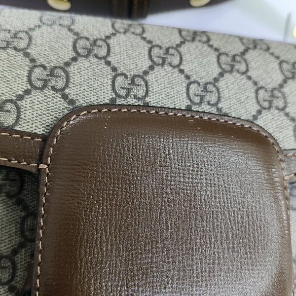 Horsebit 1955 Medium Monogram Coated Canvas Beige