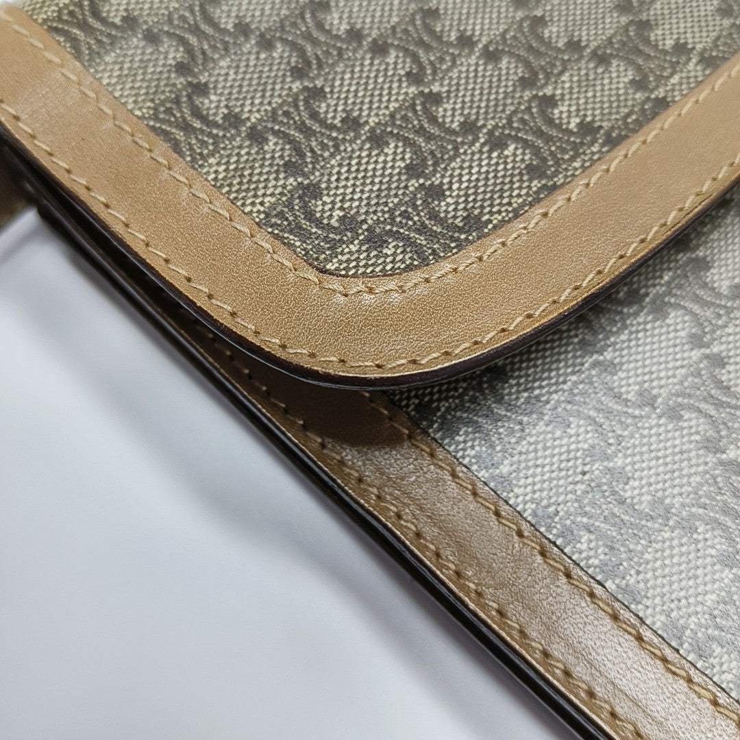 Coated Canvas Clutch Medium Brown