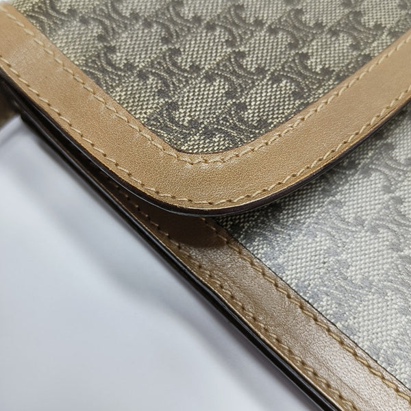 Coated Canvas Clutch Medium Brown