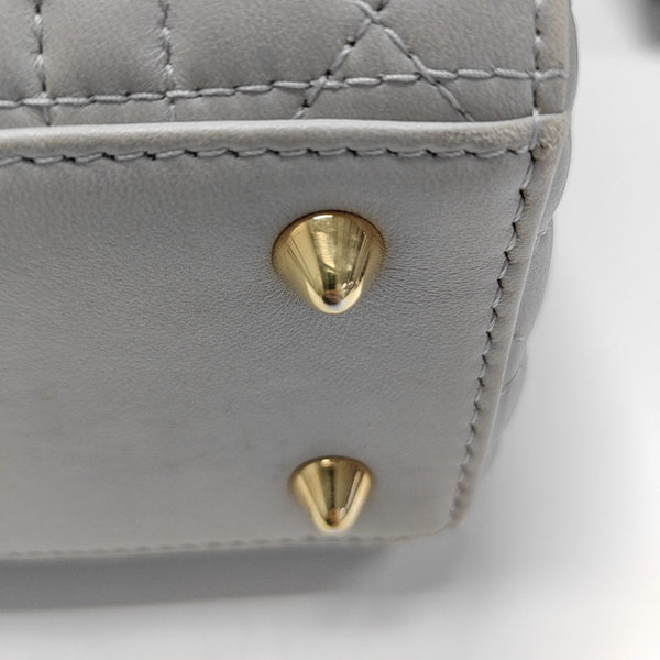 Lady Dior Small Cannage Lambskin Gray