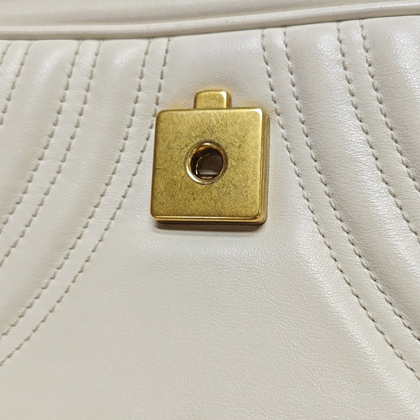 GG Marmont Medium Quilted Calfskin White