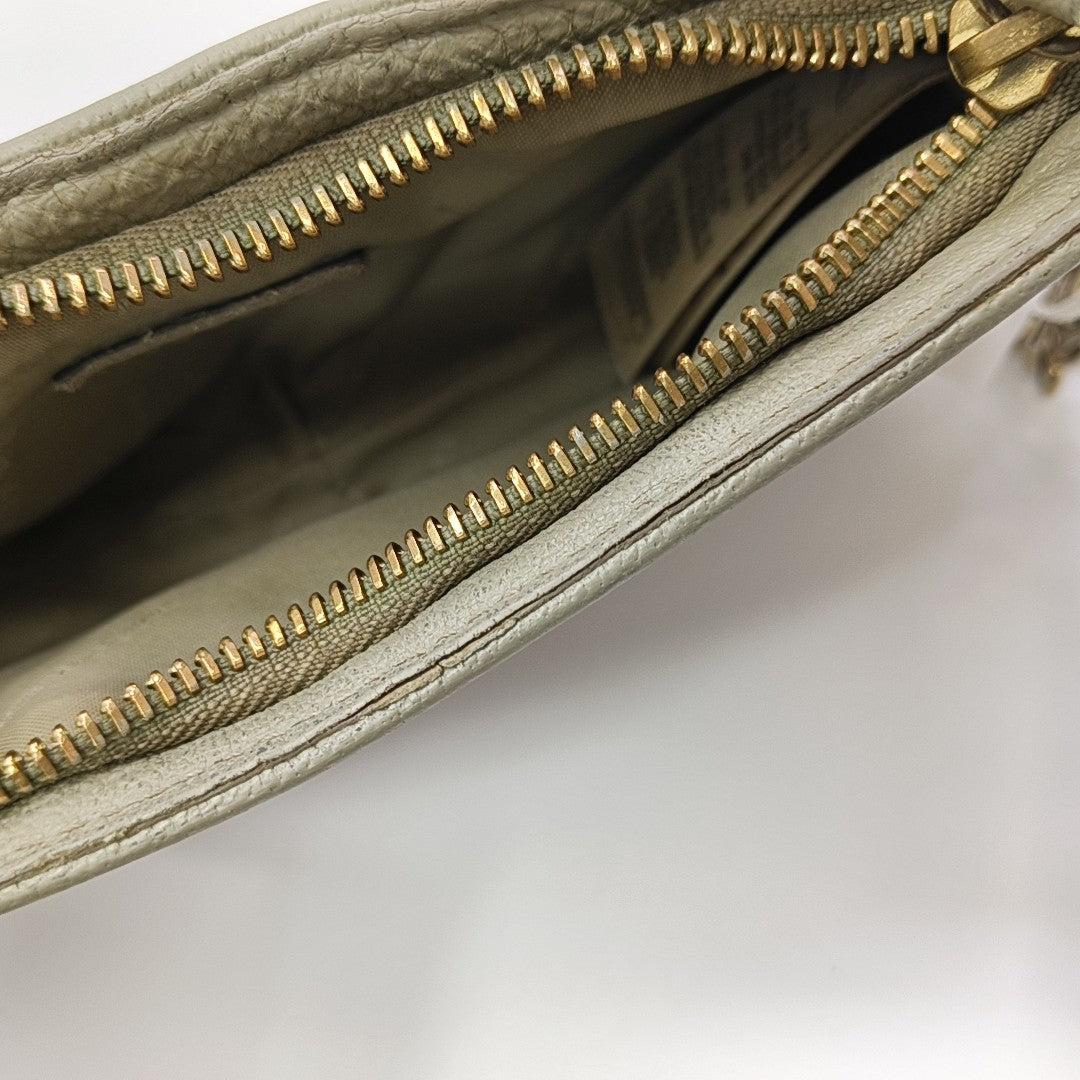 Coated Canvas Clutch Beige