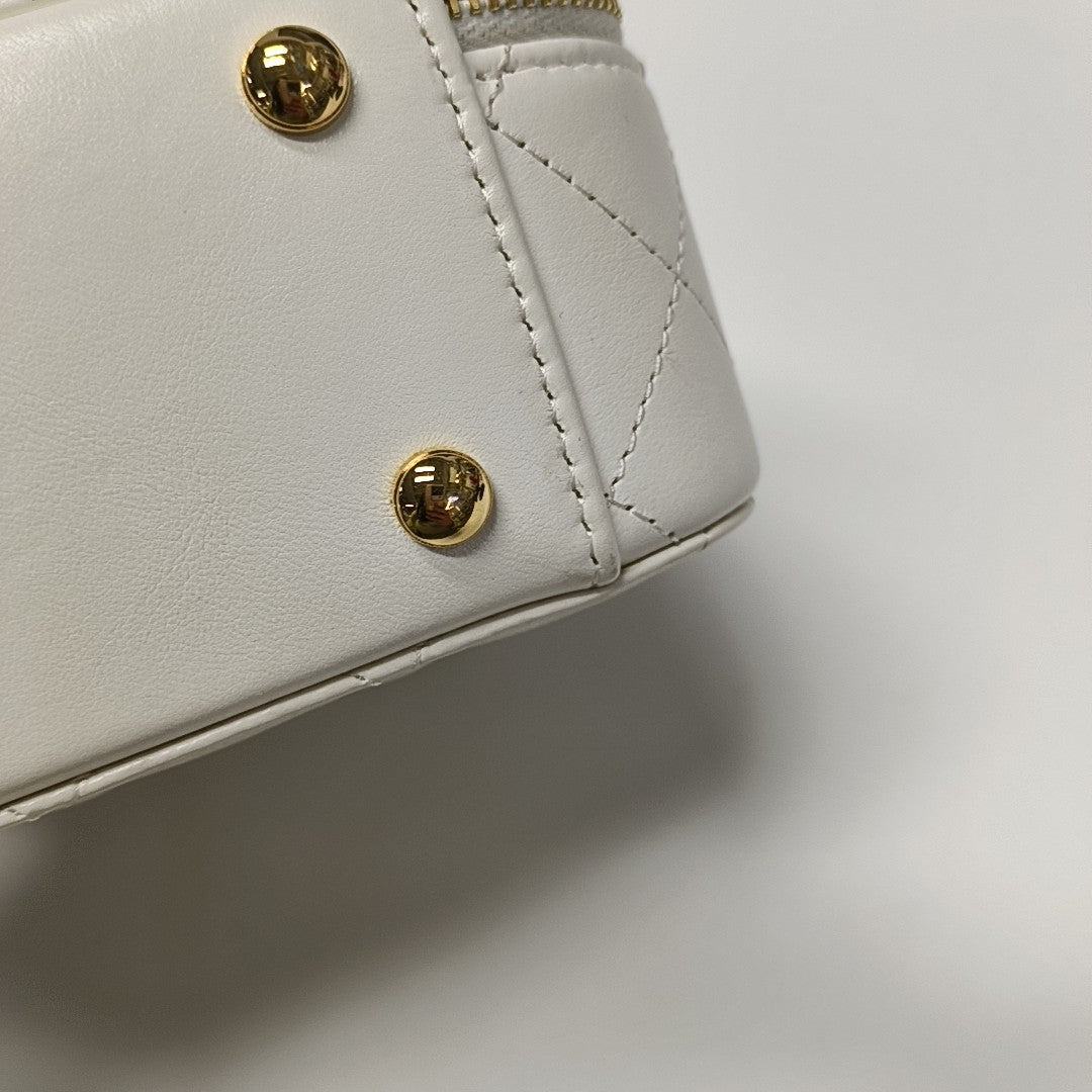 Quilted Lambskin Shoulder Bag White