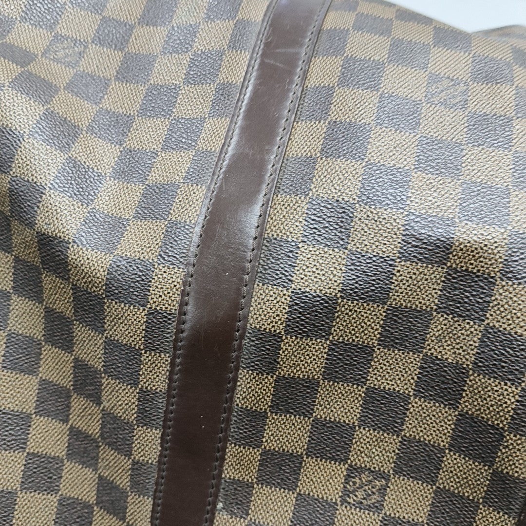 KEEPALL 50 Damier Ebene Coated Canvas Brown