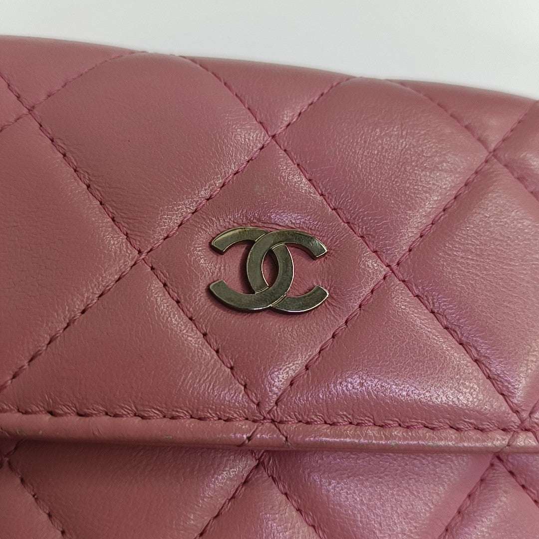 Quilted Lambskin Wallet Pink