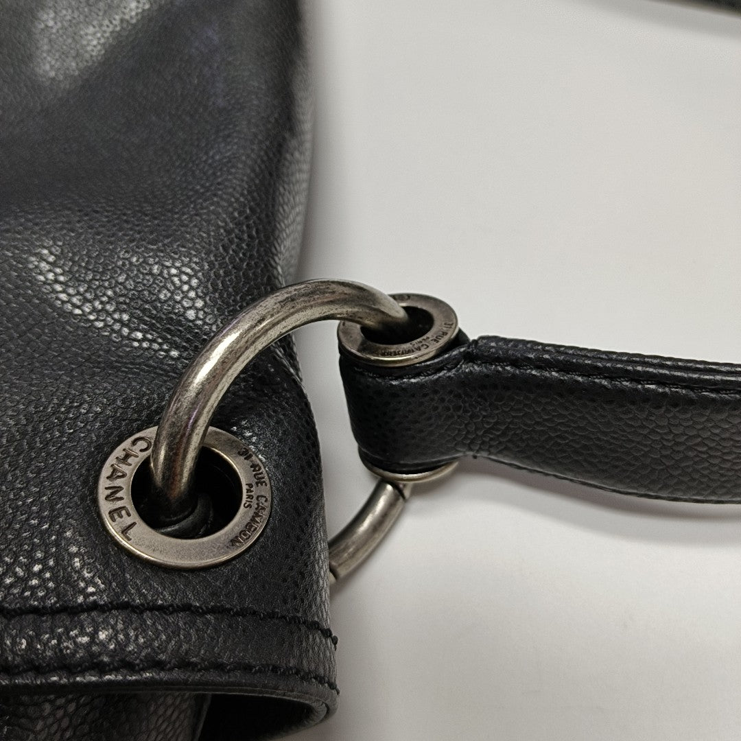 Quilted Grained Calfskin Top Handle Bag Gray