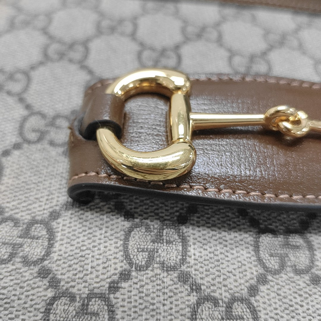 Horsebit 1955 Medium Monogram Coated Canvas Beige