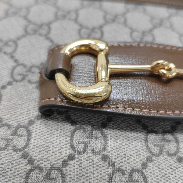 Horsebit 1955 Medium Monogram Coated Canvas Beige