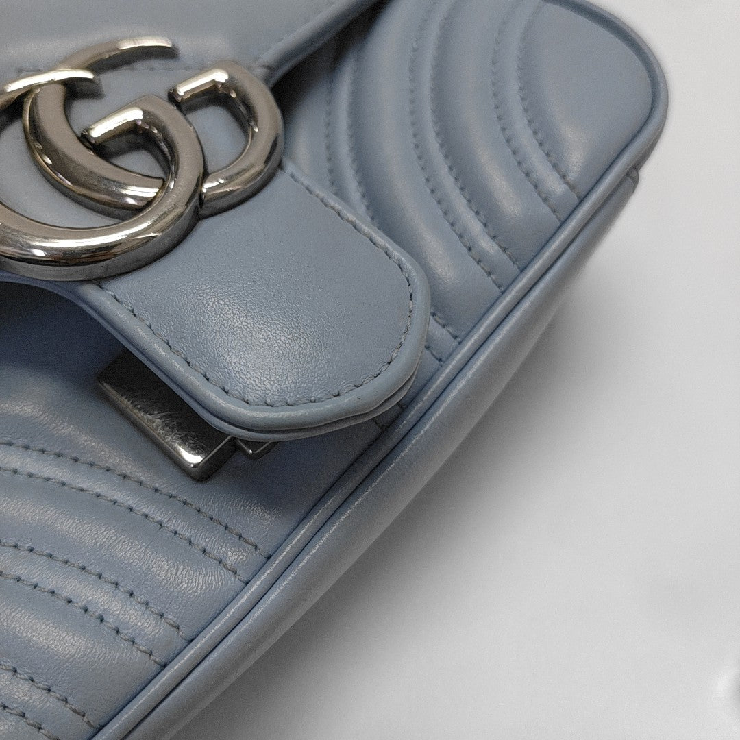 GG Marmont Small Quilted Calfskin Blue