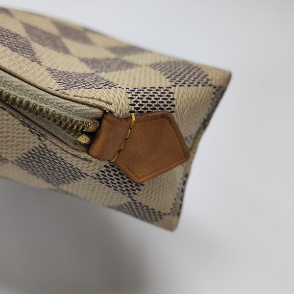 COSMETIC PM Damier Azur Coated Canvas White