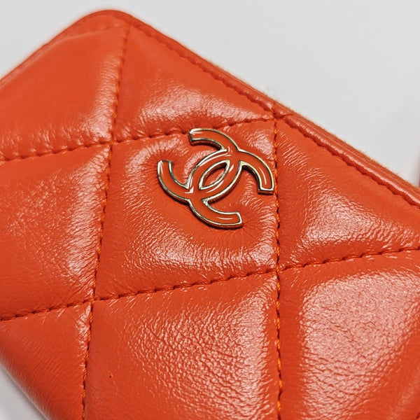 Quilted Lambskin Wallet Orange