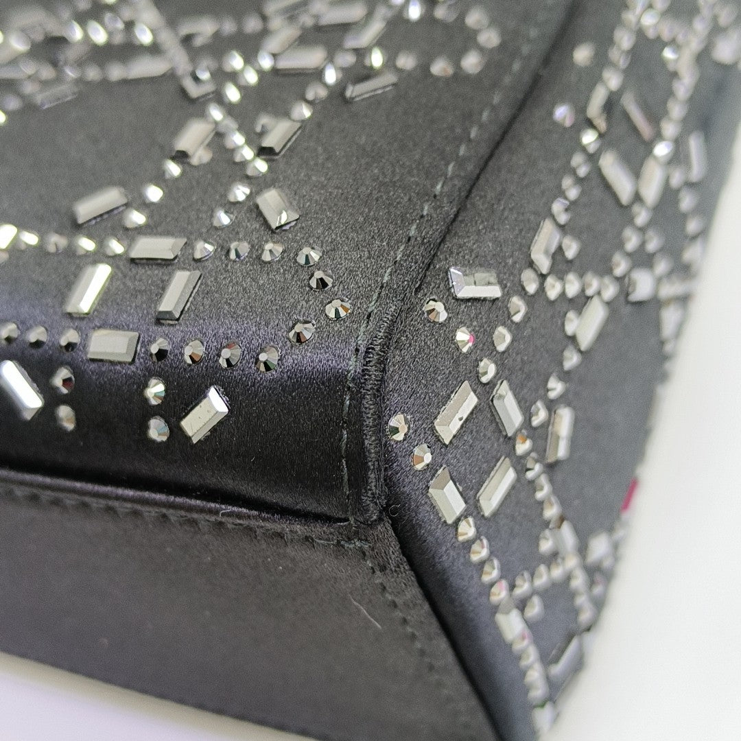 Lady Dior Mini Cannage Silk Satin Black