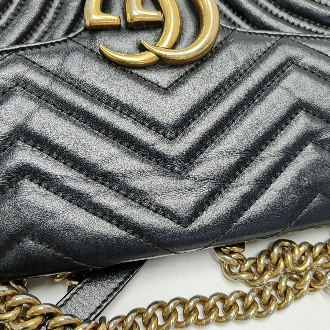 GG Marmont Medium Quilted Calfskin Black