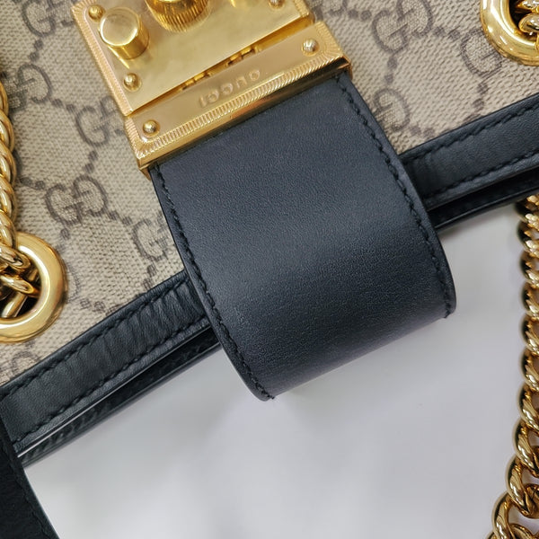 Padlock Small Monogram Coated Canvas Beige