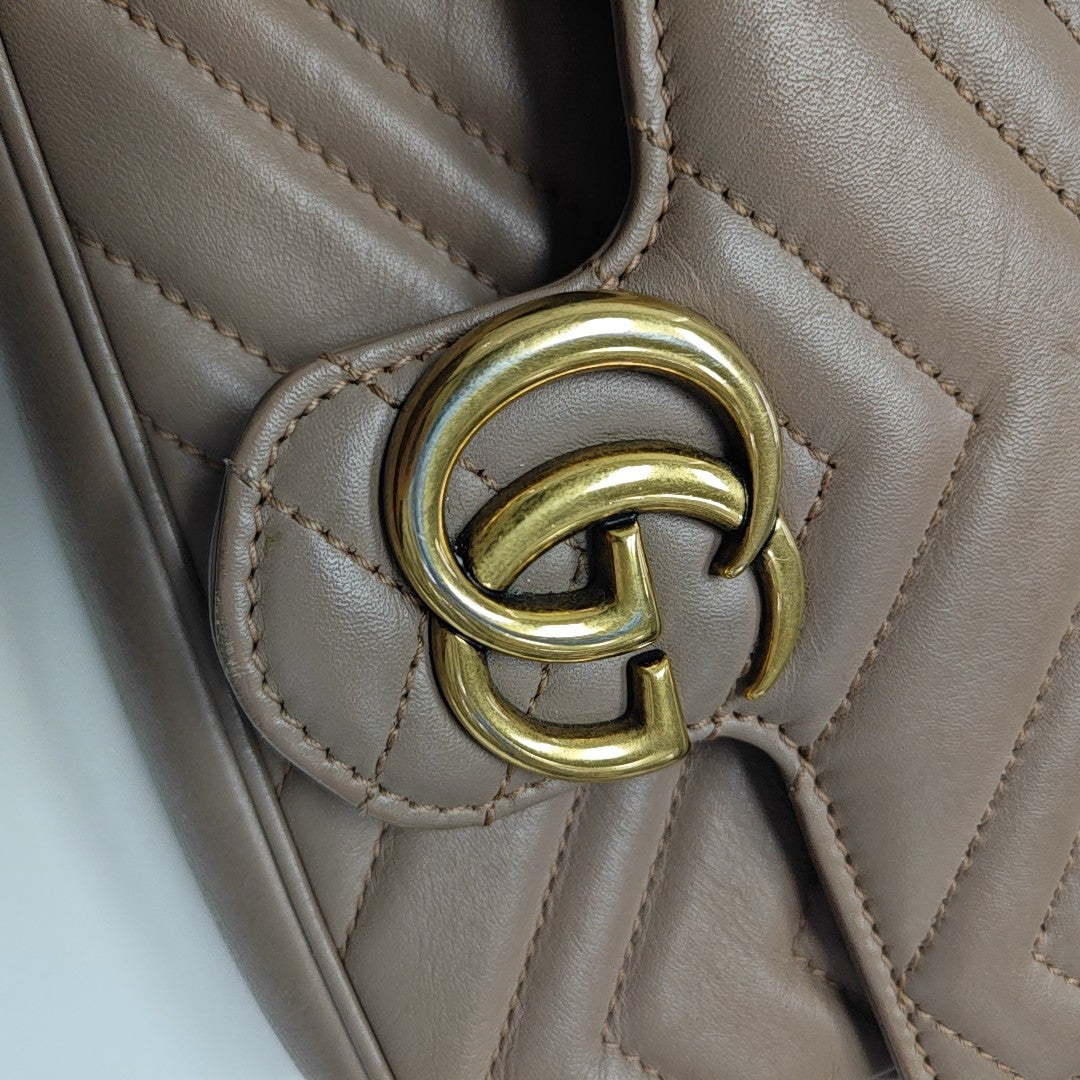 GG Marmont Mini Quilted Calfskin Beige