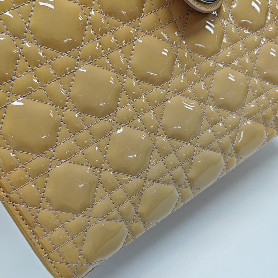 Lady Dior Medium Cannage Patent Leather Yellow