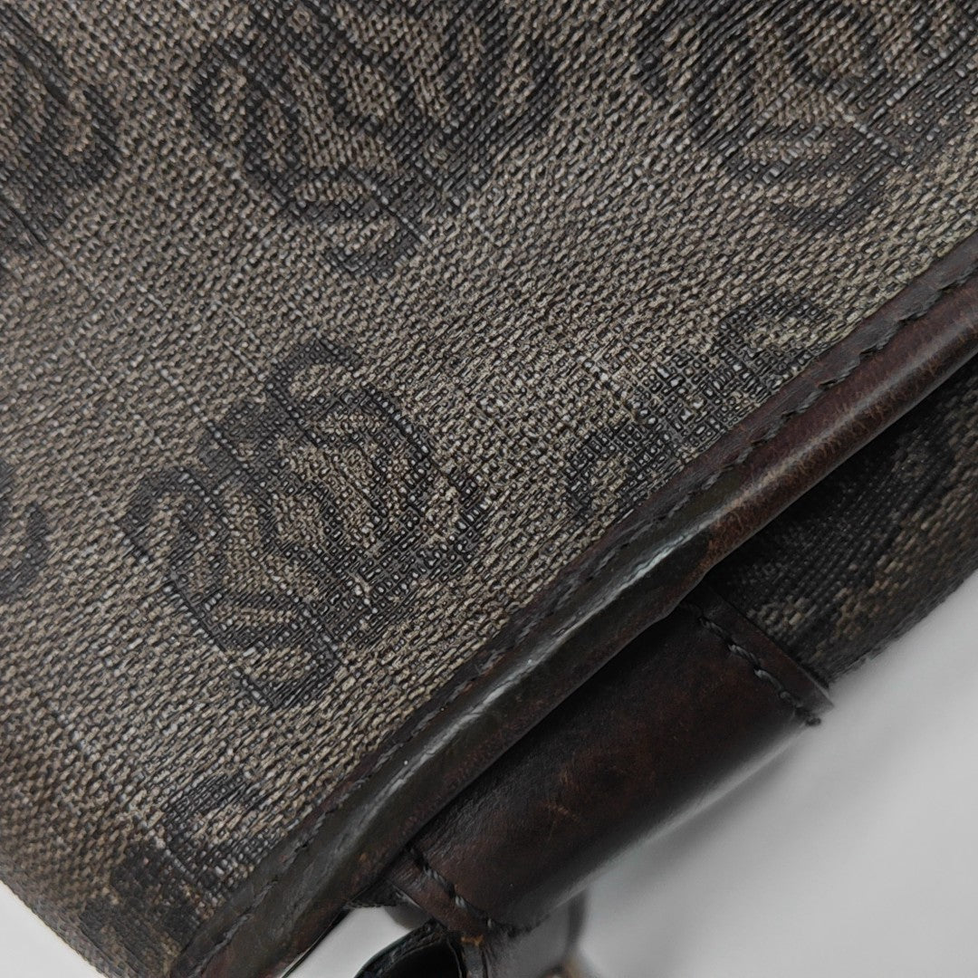 Coated Canvas Shoulder Bag Brown