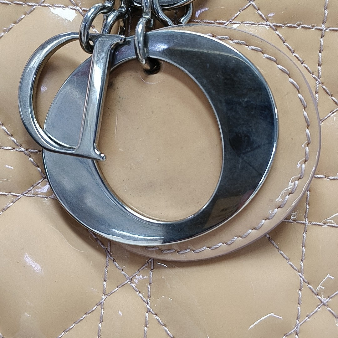 Lady Dior Medium Cannage Patent Leather Beige