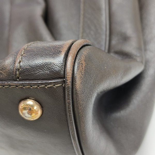 Calfskin Top Handle Bag Brown
