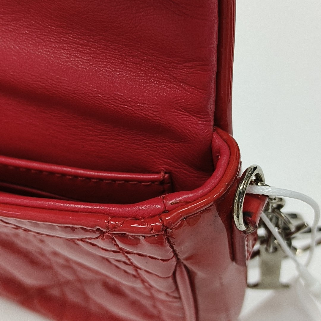 Lady Dior Small Quilted Patent Leather Red