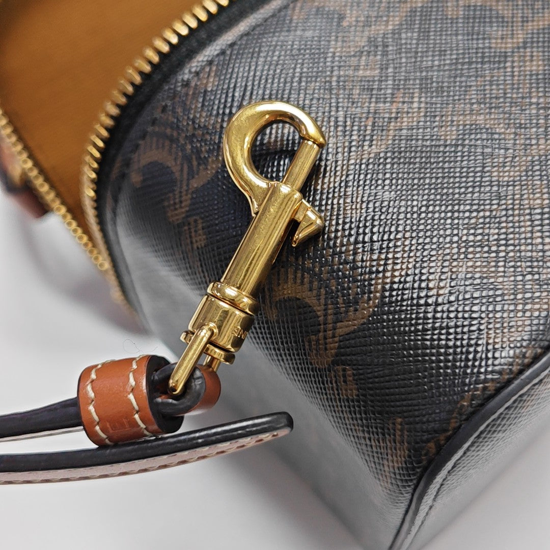 Coated Canvas Shoulder Bag Black