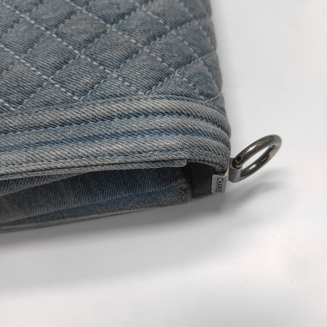 BOY CHANEL Maxi Quilted Denim Blue