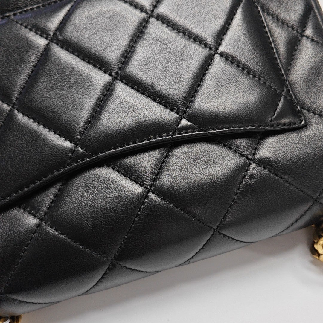 Quilted Calfskin Shoulder Bag Black
