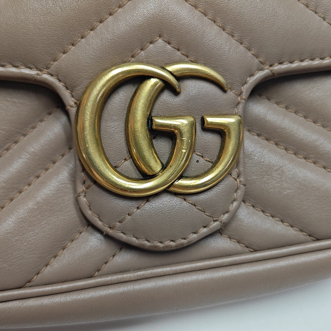 GG Marmont Mini Quilted Calfskin Beige