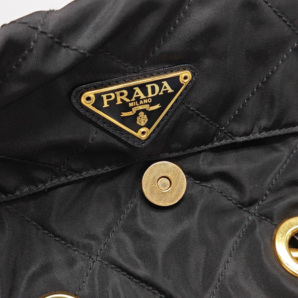 Quilted Nylon Shoulder Bag Black