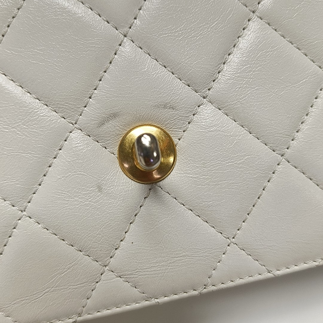 Quilted Calfskin Crossbody Bag White