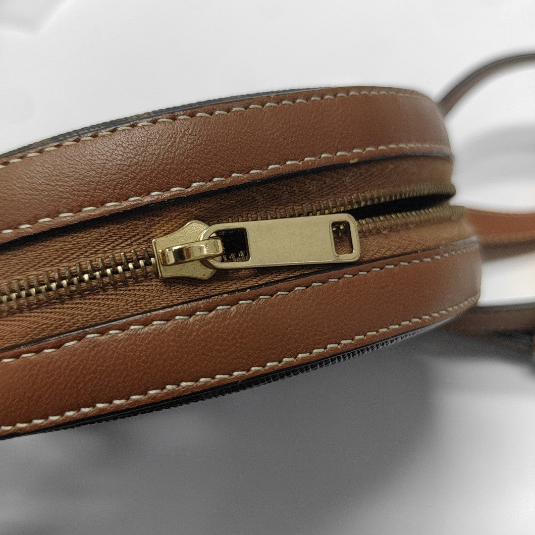Coated Canvas Shoulder Bag Brown