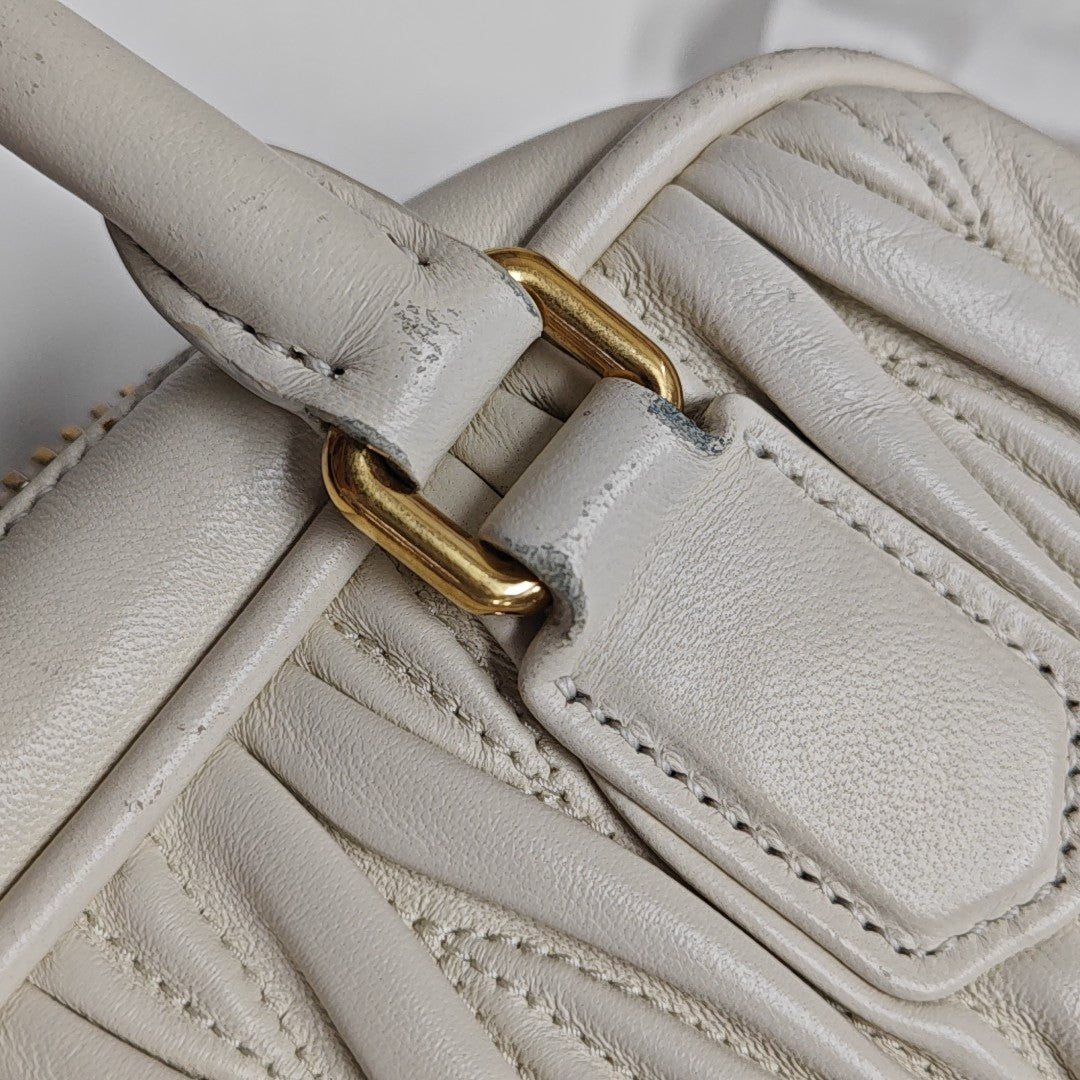 Arcadie Matelassé Mini Quilted Lambskin White