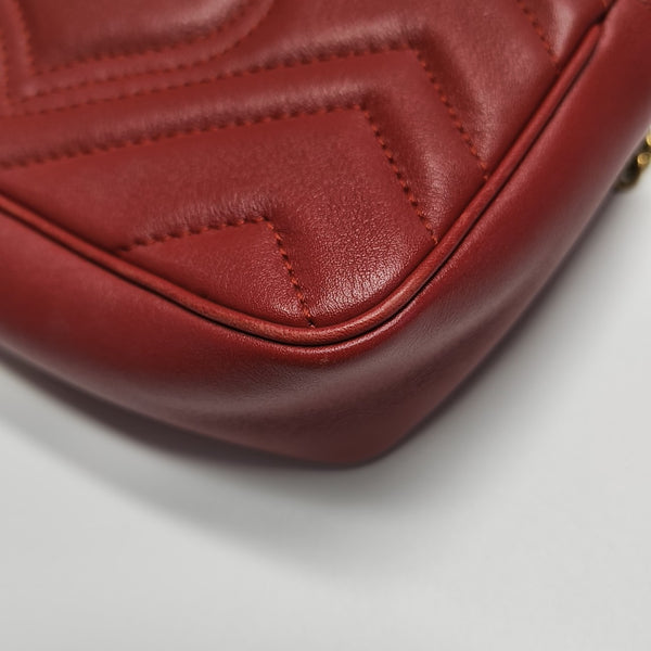 GG Marmont Mini Quilted Calfskin Red