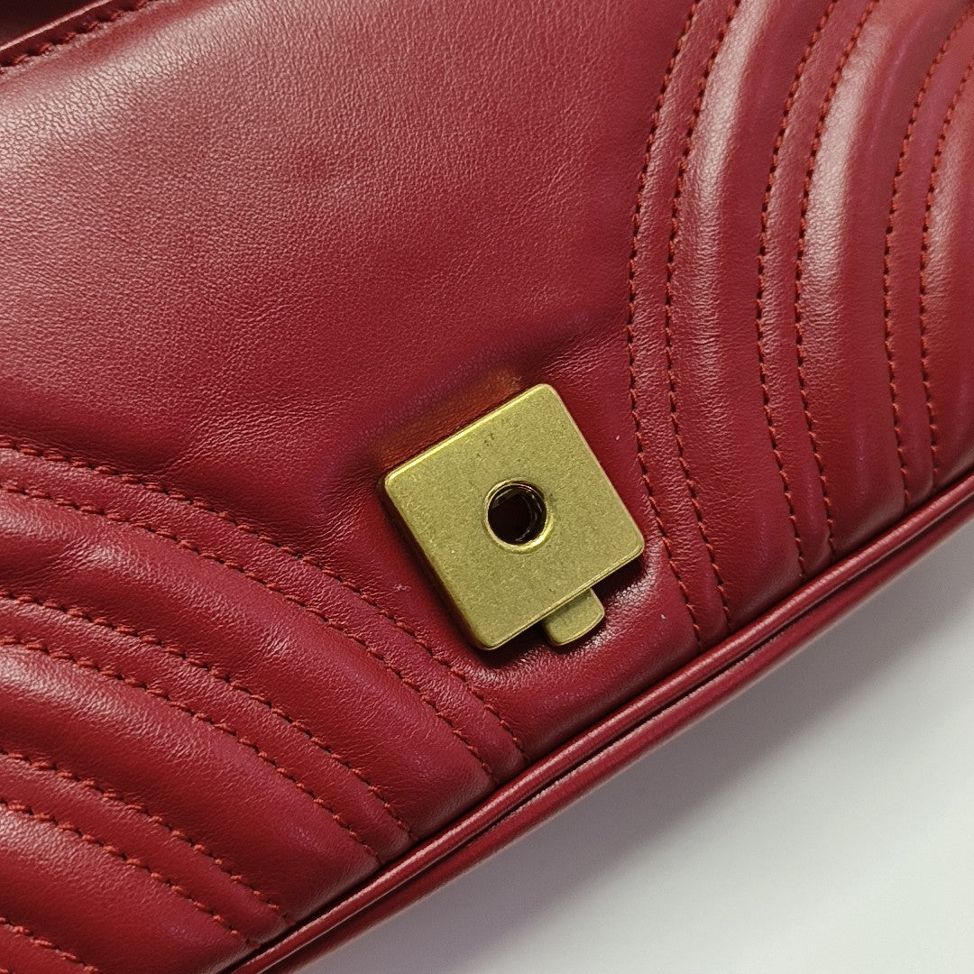 GG Marmont Small Quilted Calfskin Red