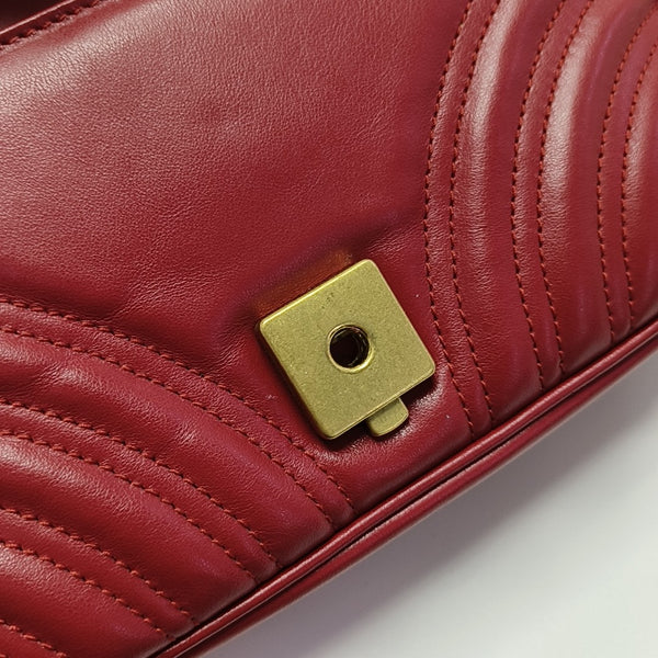 GG Marmont Small Quilted Calfskin Red