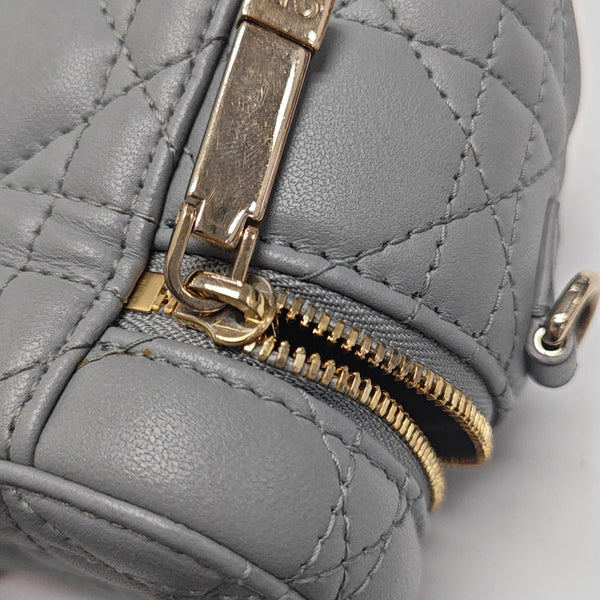 Vanity Lady Dior Super Mini Cannage Lambskin Gray