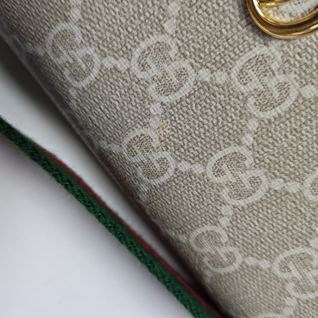 Ophidia Small Monogram Coated Canvas Beige