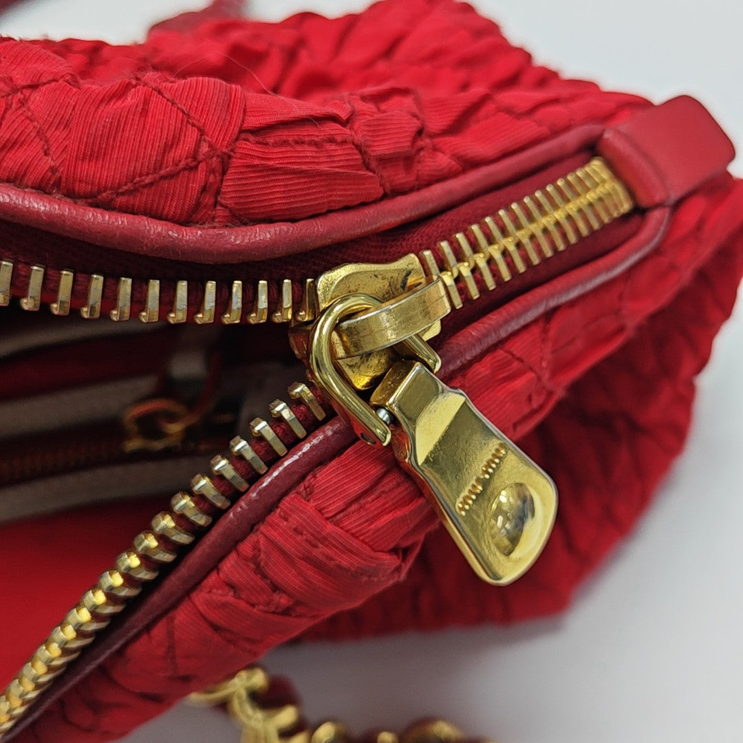 Quilted Canvas Tote Bag Red