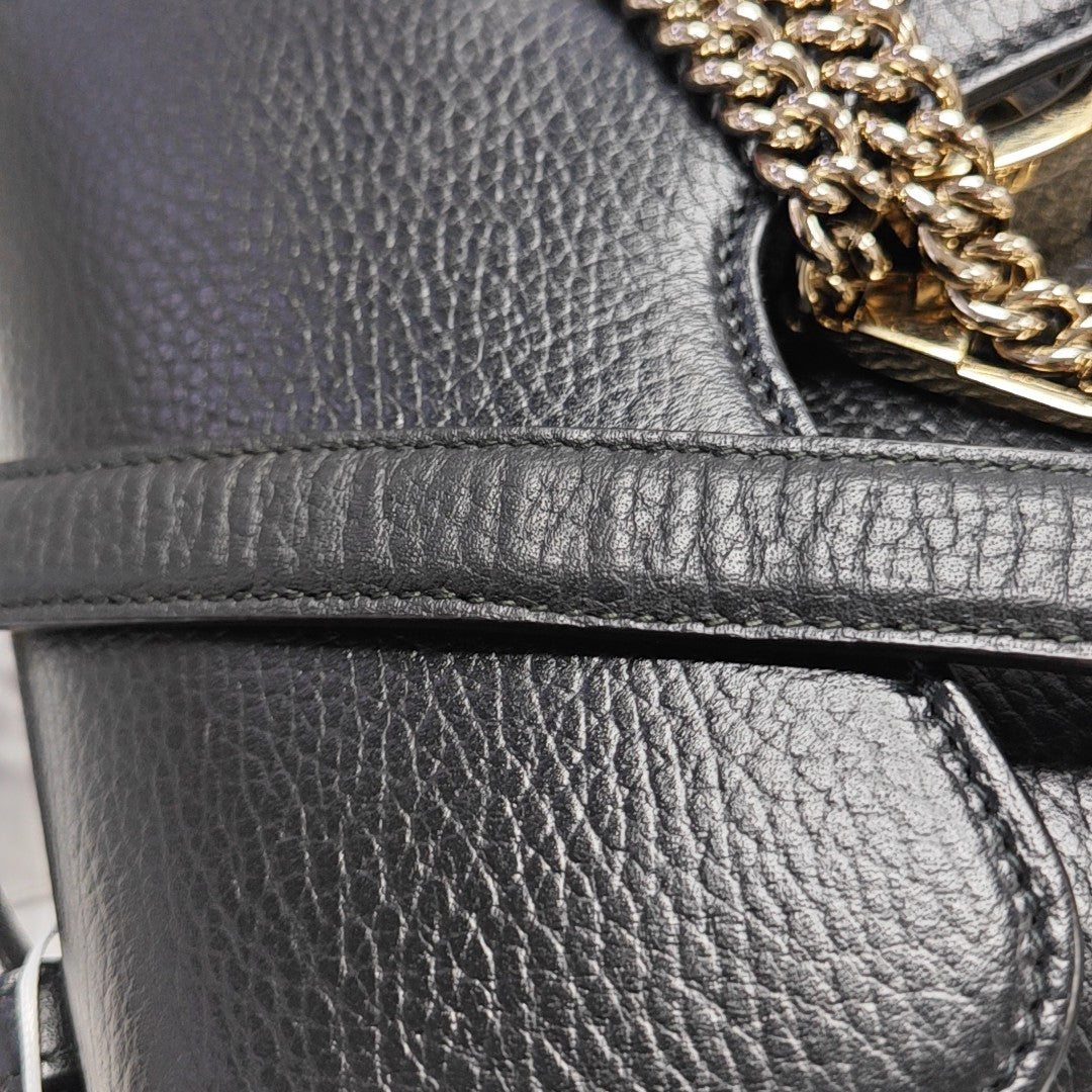 Interlocking G Large Calfskin Black