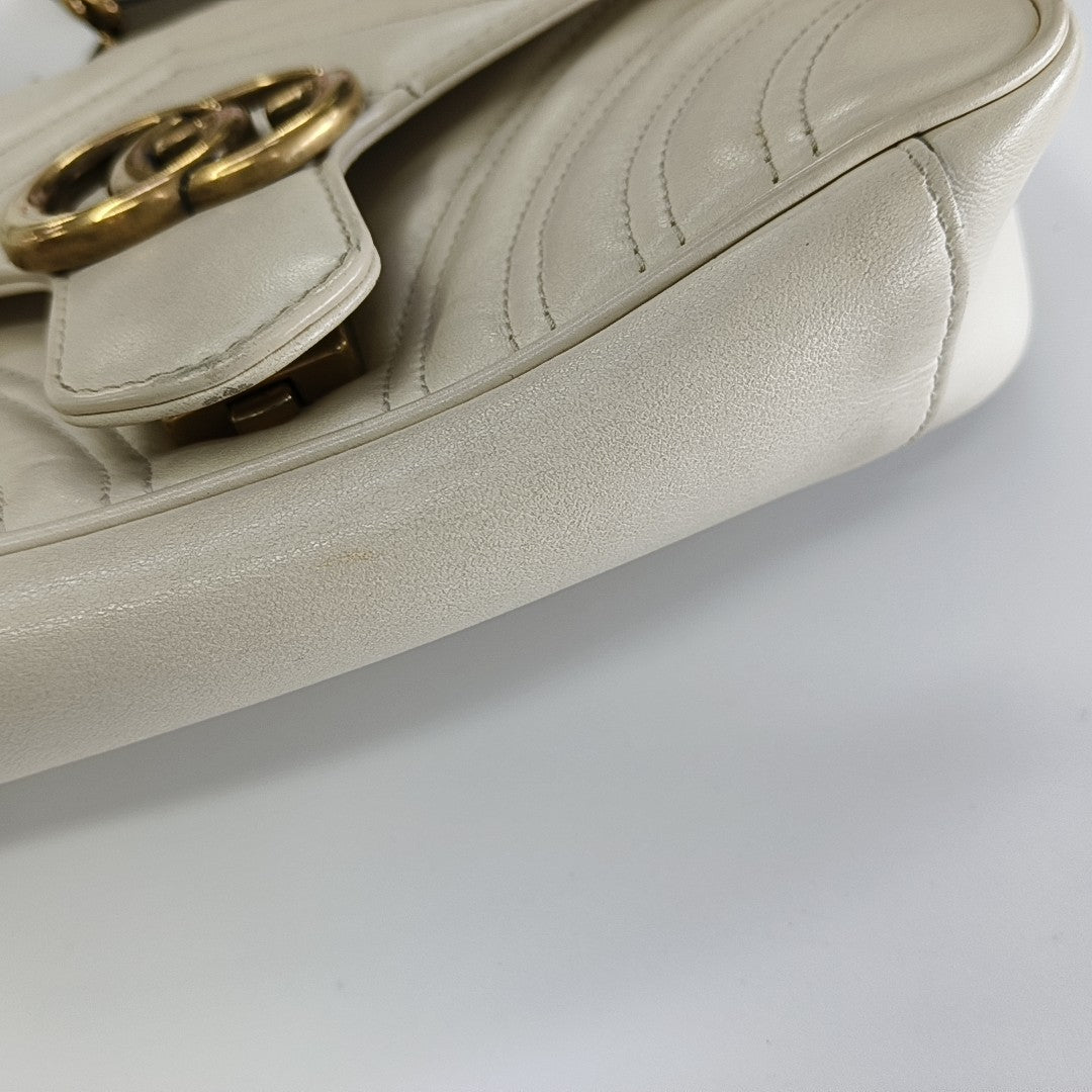 GG Marmont Small Quilted Calfskin White