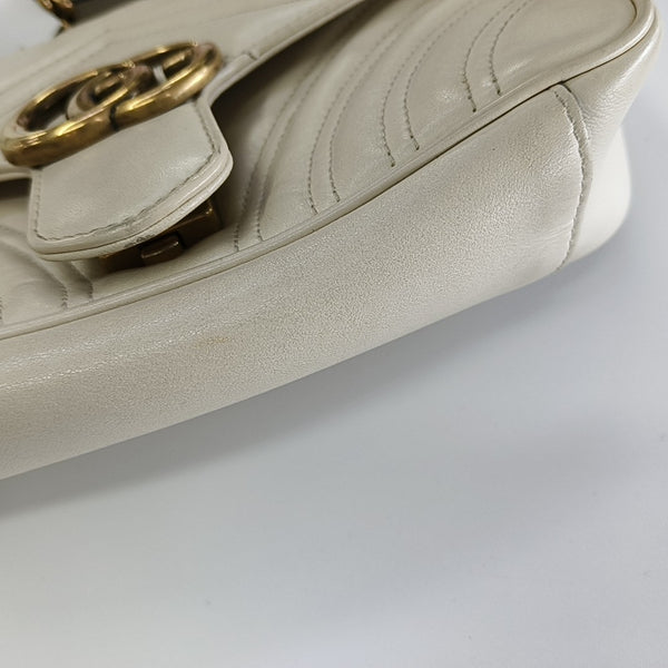 GG Marmont Small Quilted Calfskin White