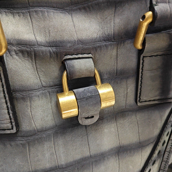 Calfskin Top Handle Bag Gray