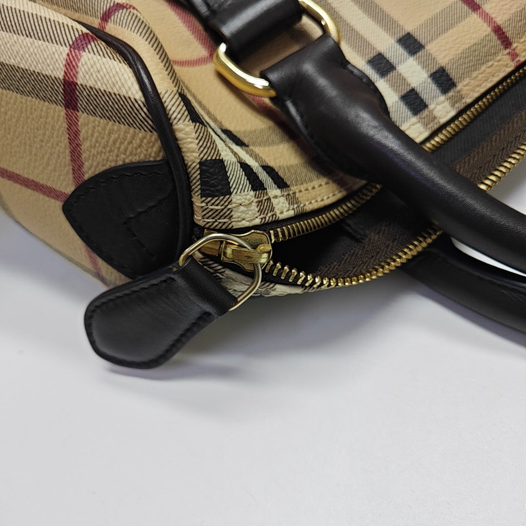 Coated Canvas Top Handle Bag Beige