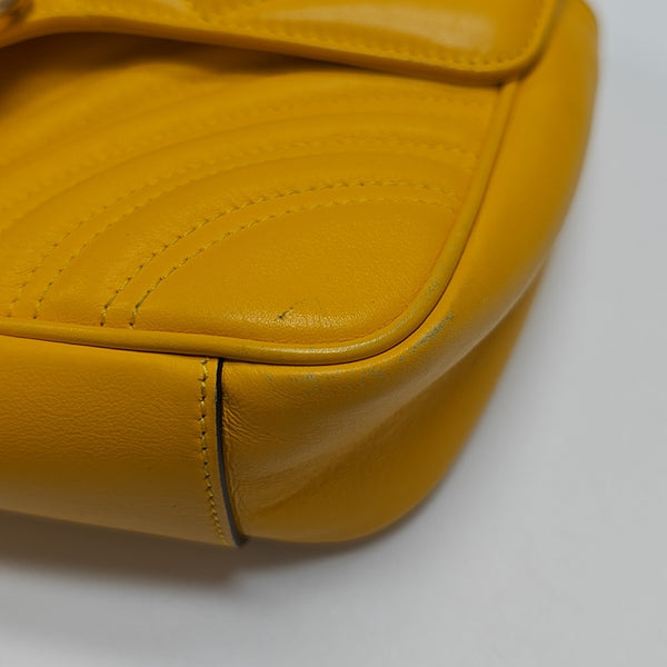 GG Marmont Medium Quilted Calfskin Yellow