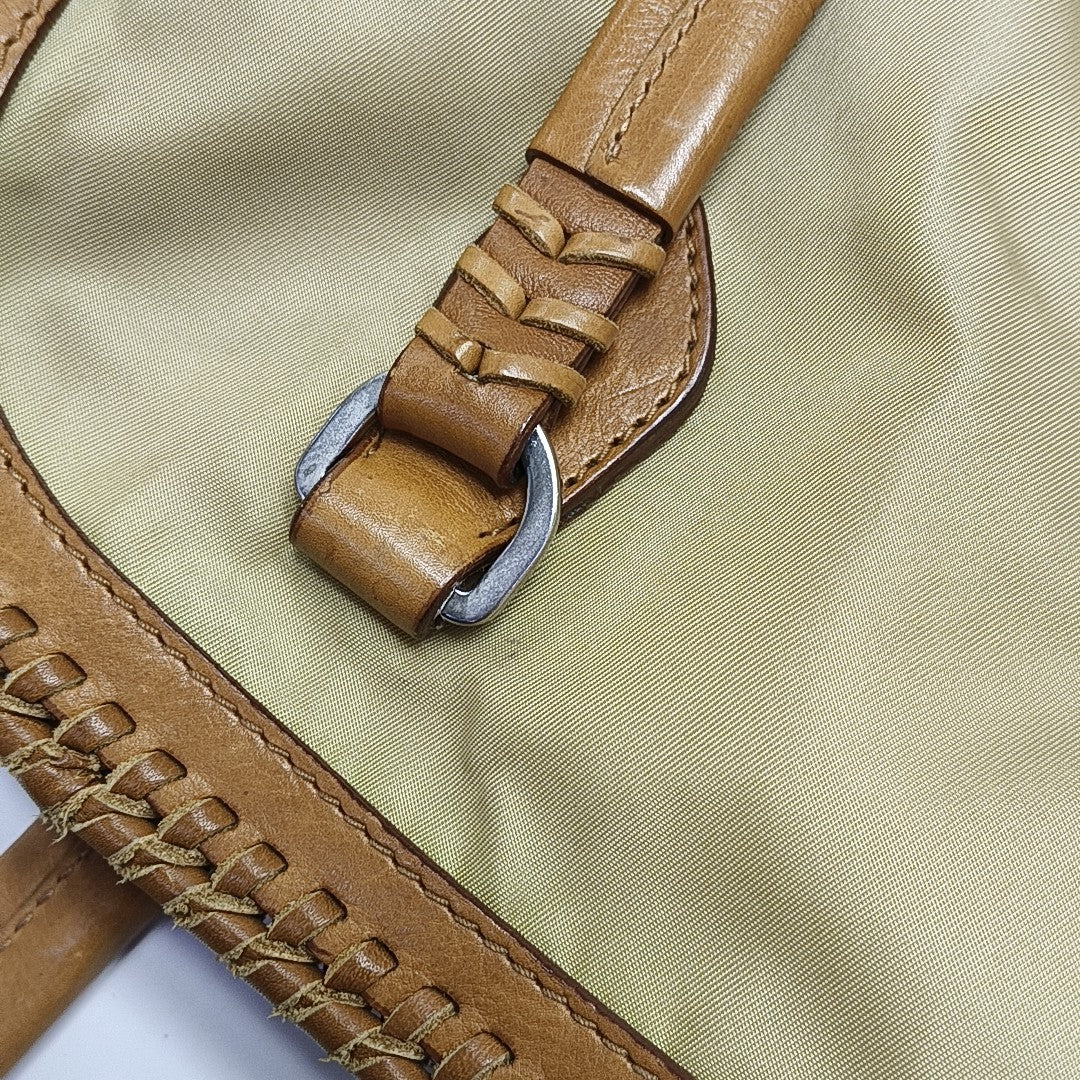 Fabric Top Handle Bag Beige