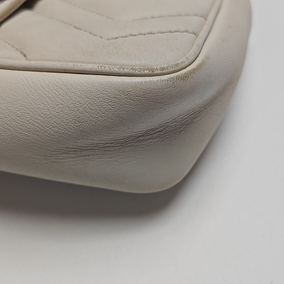 GG Marmont Mini Quilted Calfskin White